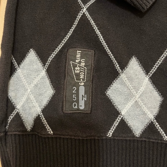 Esprit Vintage Argyle Men’s V-neck Sweater Size Medium 100 Cotton - Picture 2 of 8